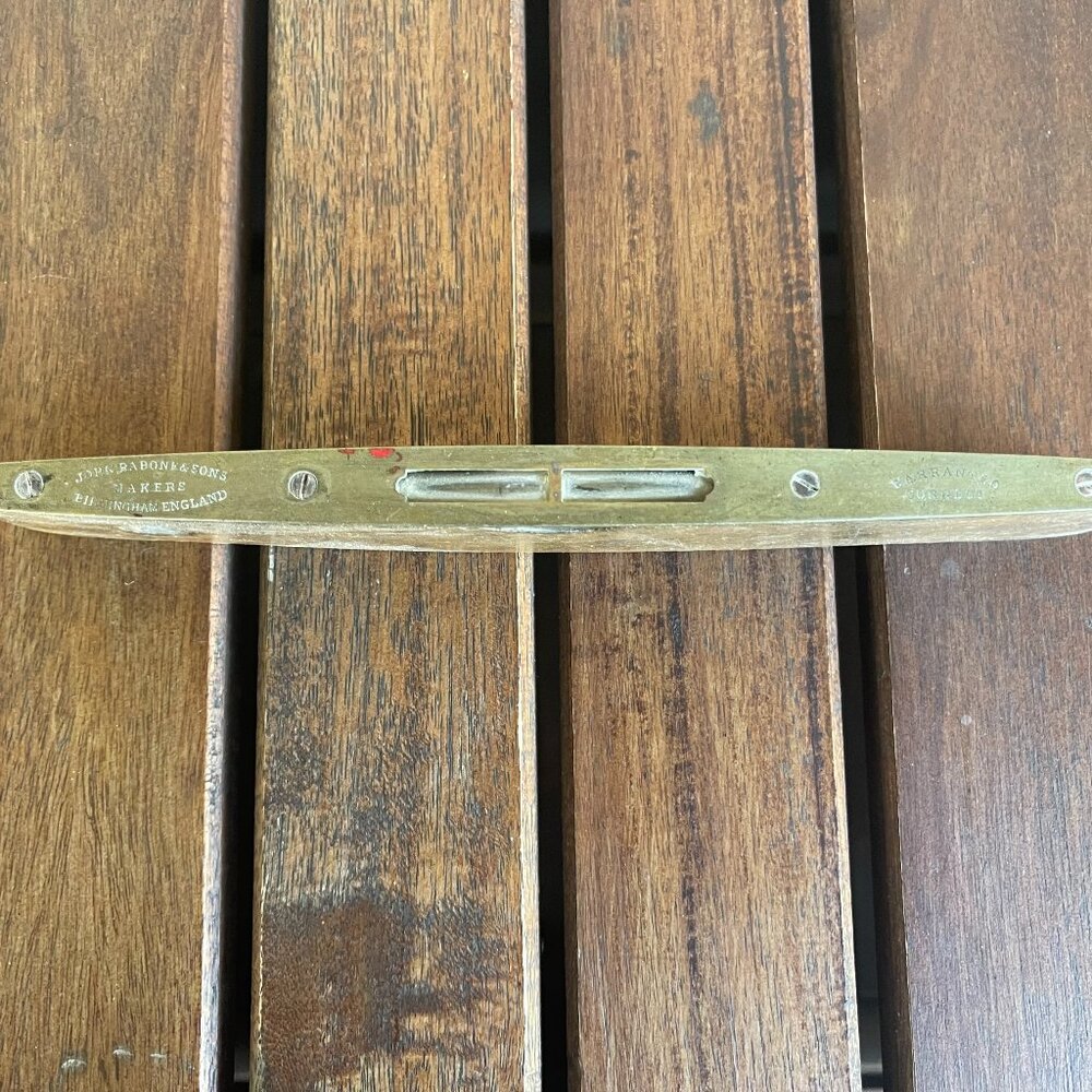 Antique Spirit Level Boat Shaped Double Vial John Rabone & Sons Birmingham No 16
